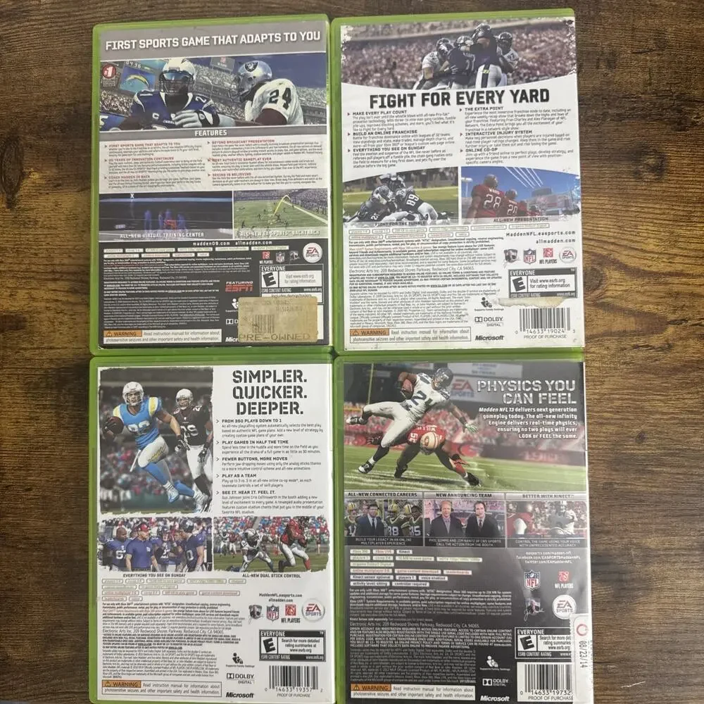 Madden NFL 09 10 11 13 Microsoft Xbox 360 Games Lot EA Sports Football